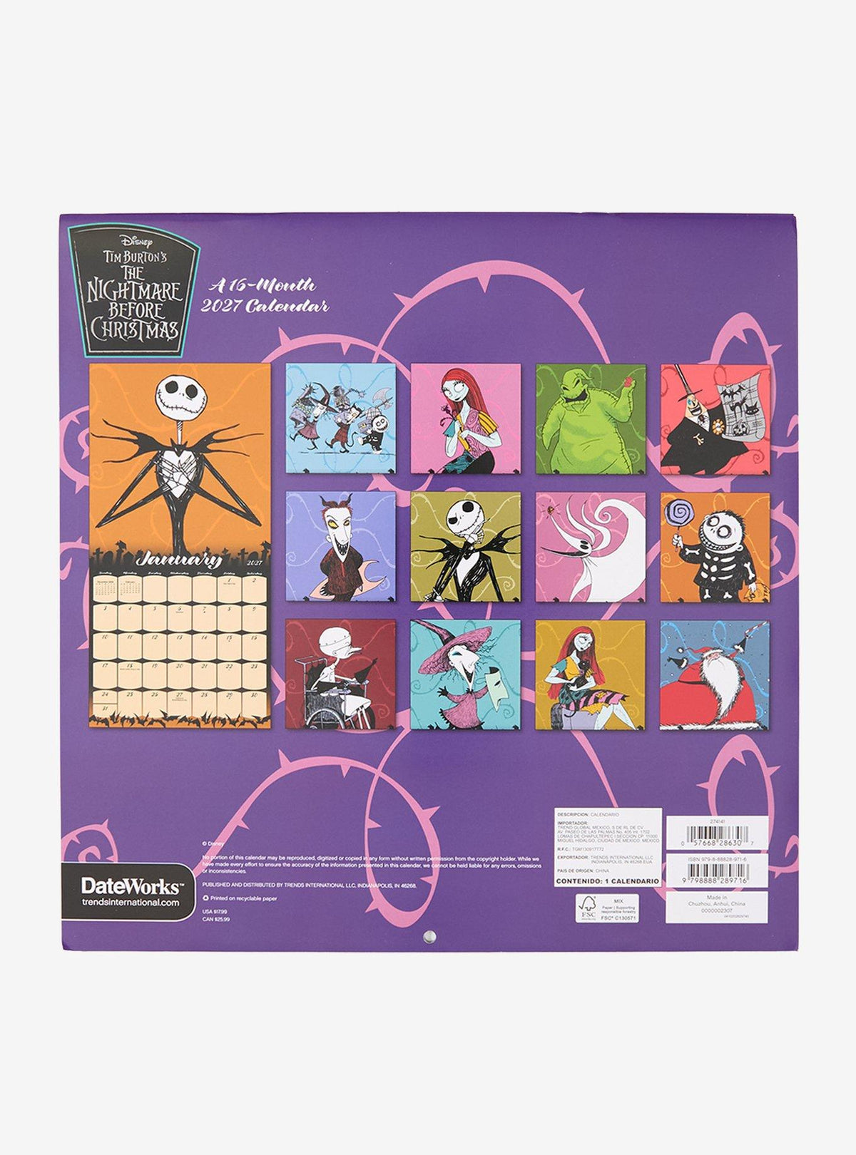 Calendario de pared The Nightmare Before Christmas 2027