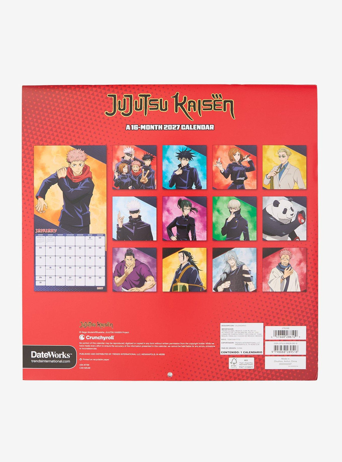Calendario de pared Jujutsu Kaisen 2027