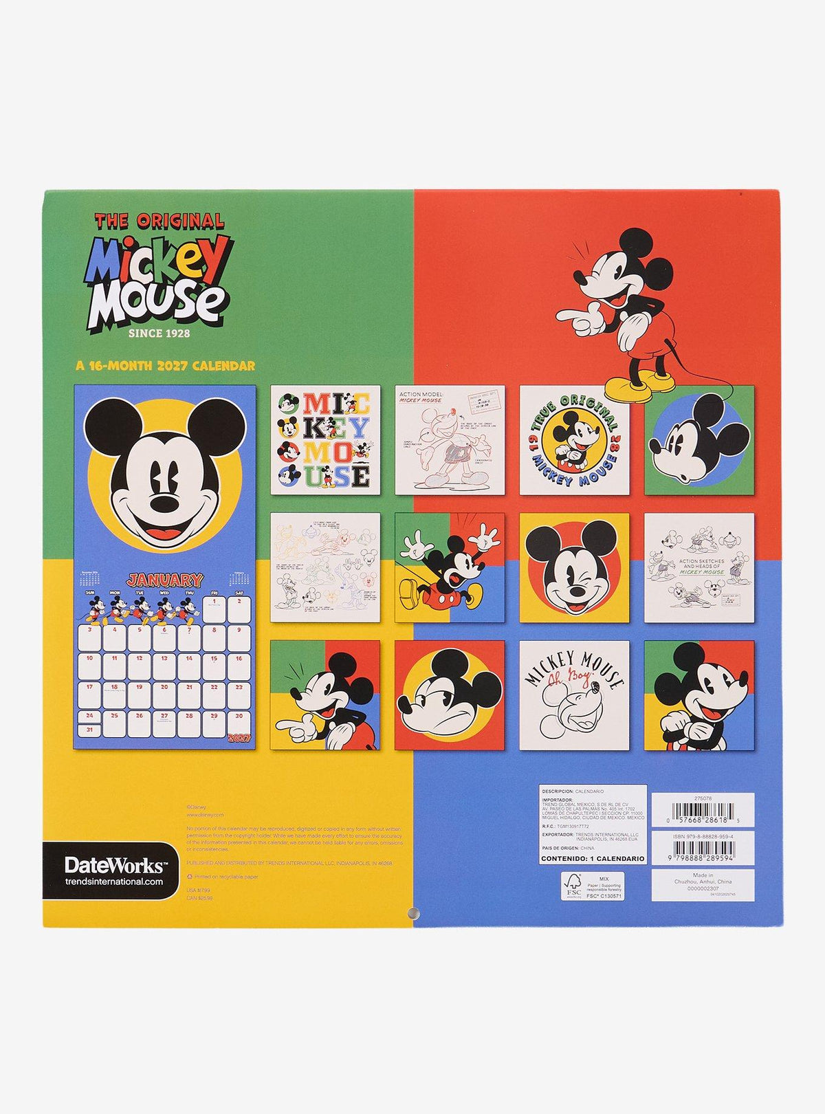 Calendario de pared Disney Mickey Mouse 2027 · Space Store