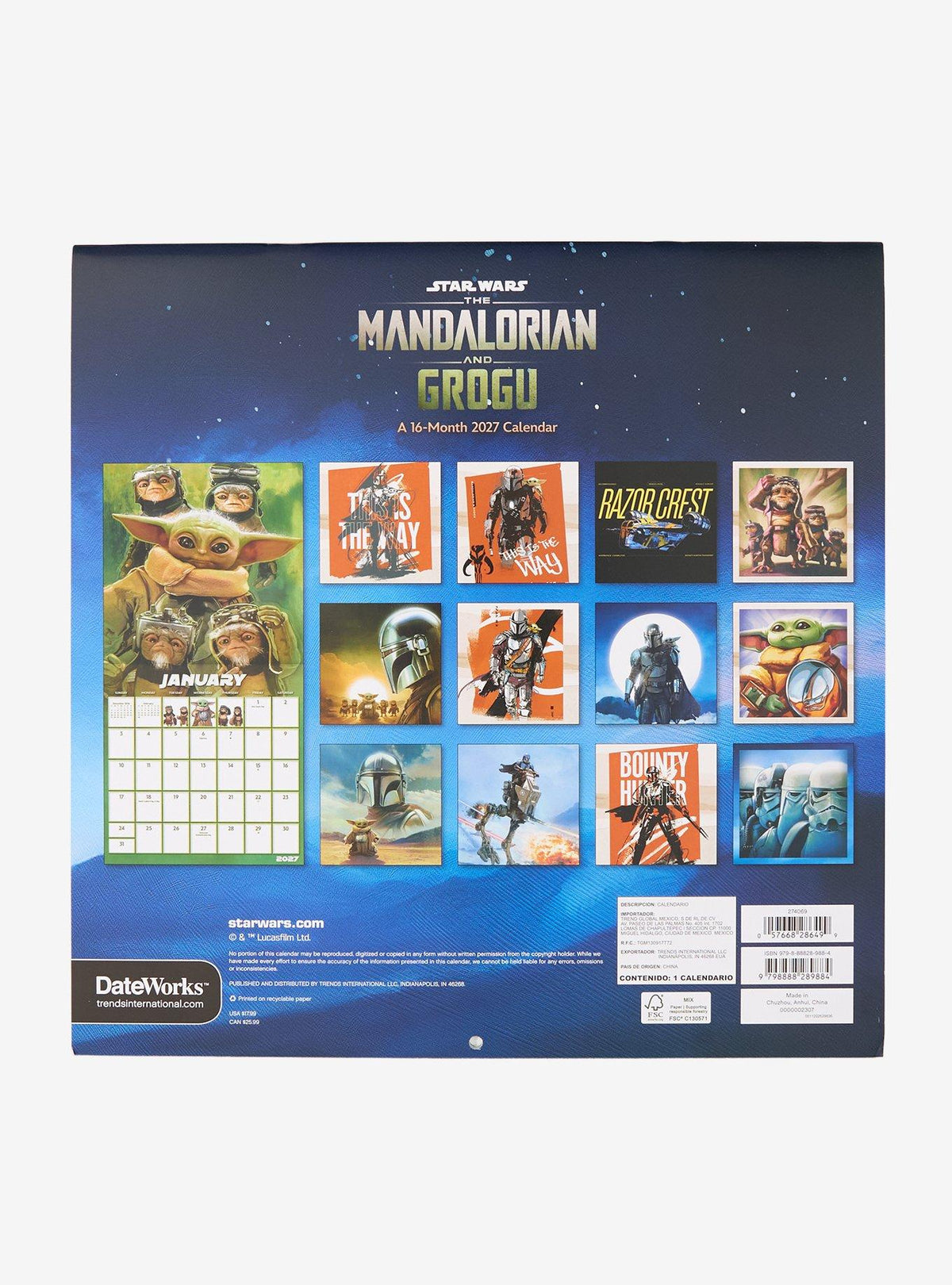 Calendario mural 2027 de The Mandalorian