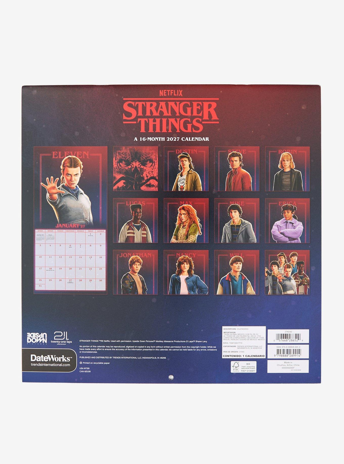 Calendario mural Stranger Things 2027