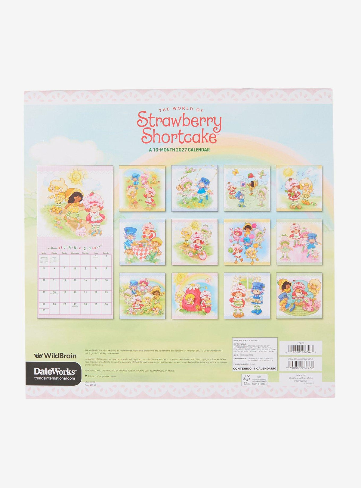 Calendario mural 2027 de Strawberry Shortcake
