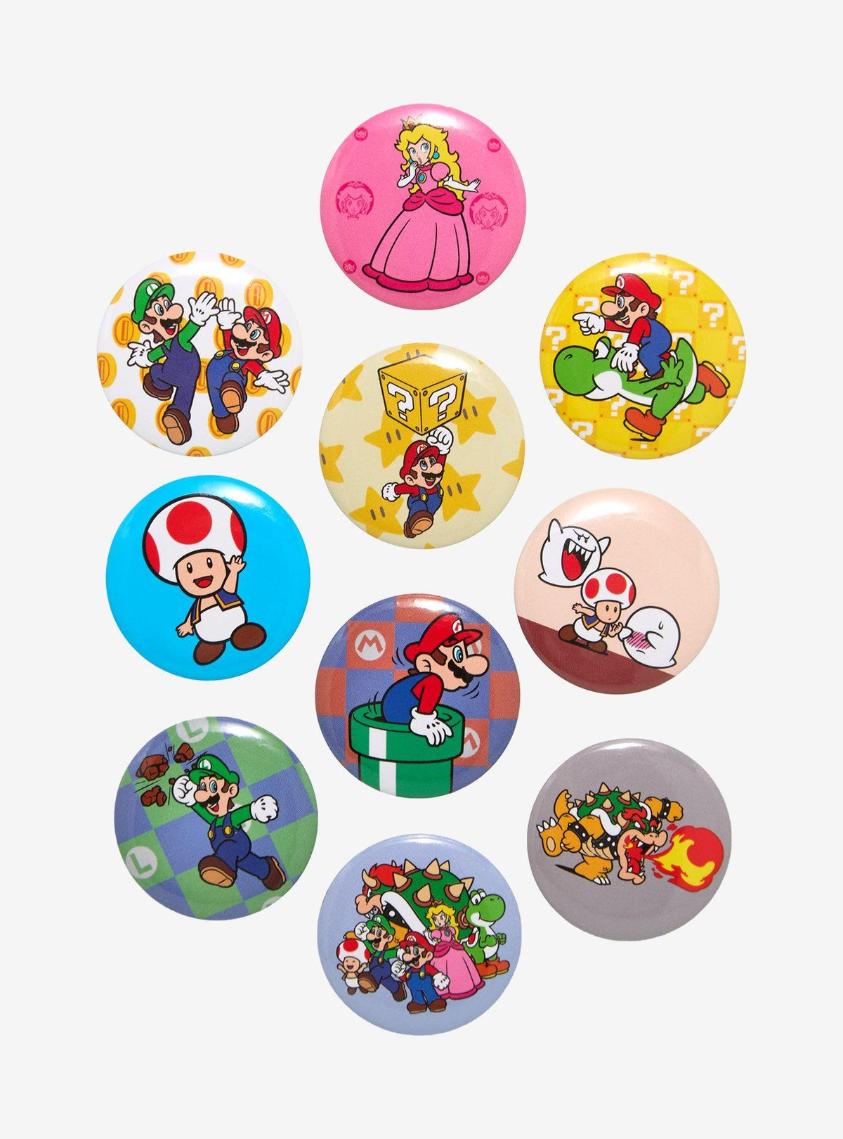 Set de 10 pines de botón de Super Mario