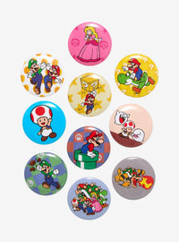 Set de 10 pines de botón de Super Mario