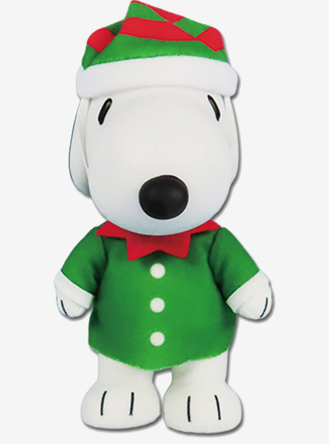 Figura de peluche Snoopy con disfraz de duende navideño