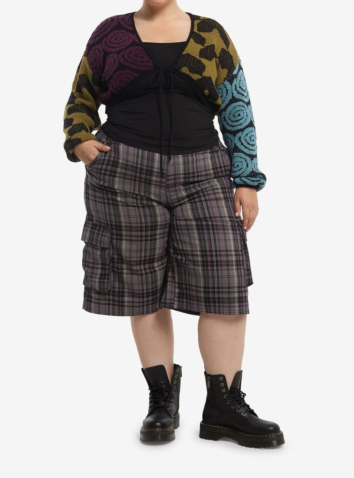 Bolero tejido plus size para niñas con estrellas y rayas