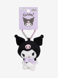 Colgante de peluche Kuromi con mosquetón de corazón