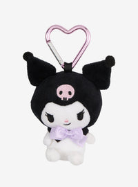 Colgante de peluche Kuromi con mosquetón de corazón