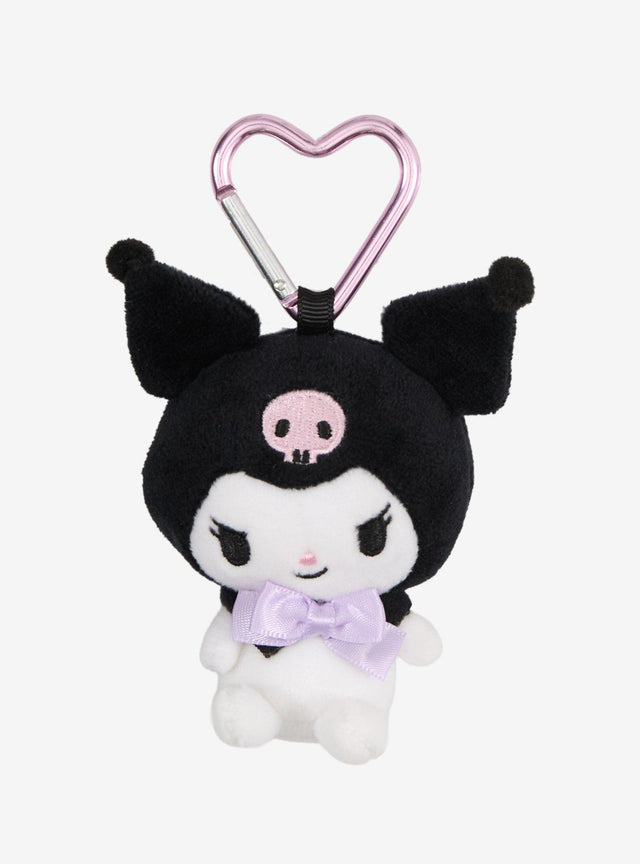 Colgante de peluche Kuromi con mosquetón de corazón