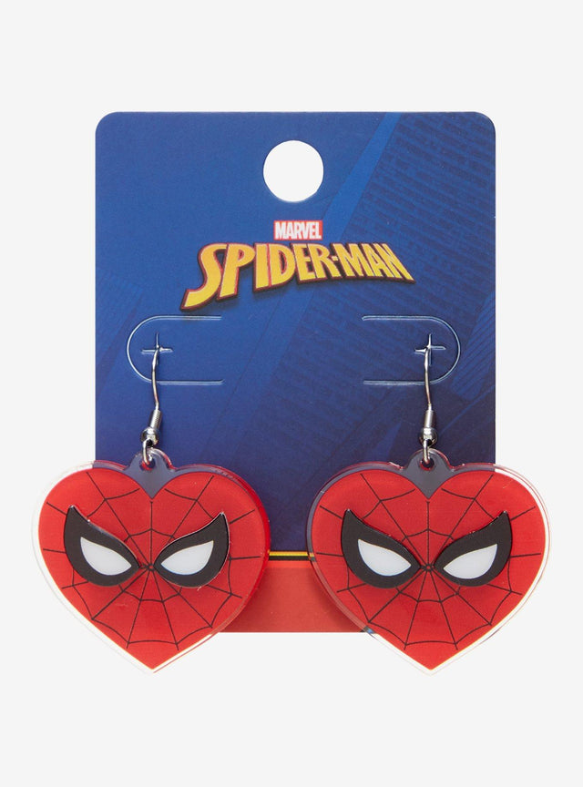 Aros colgantes de corazón de Spider-Man