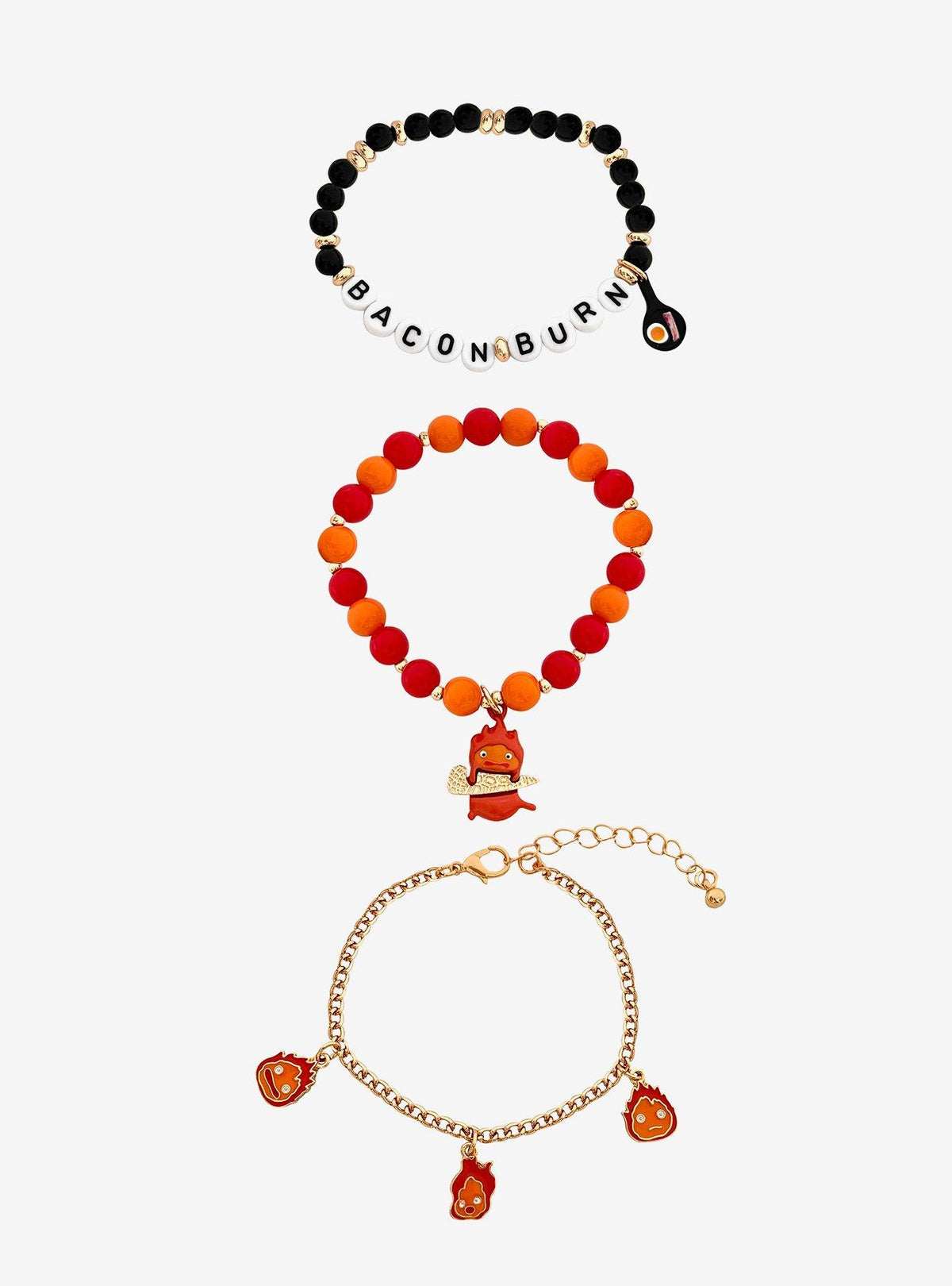 Set de 3 pulseras de Calcifer - El increíble castillo vagabundo