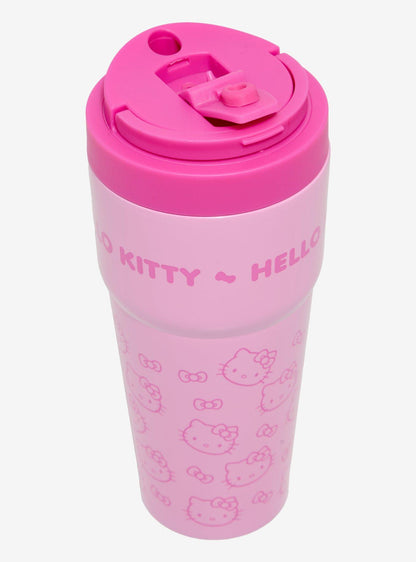 Vaso de viaje Hello Kitty con diseño de caritas