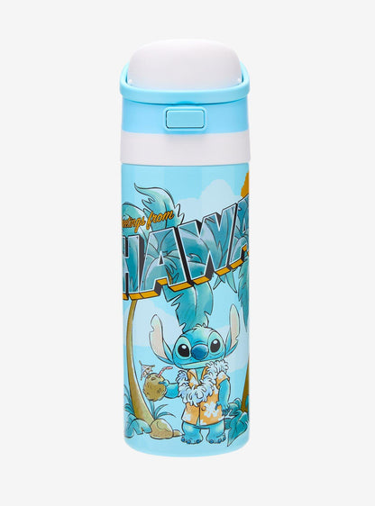 Botella de agua Stitch Postcard con tapa abatible