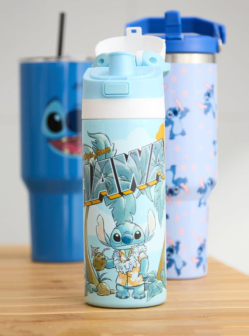 Botella de agua Stitch Postcard con tapa abatible
