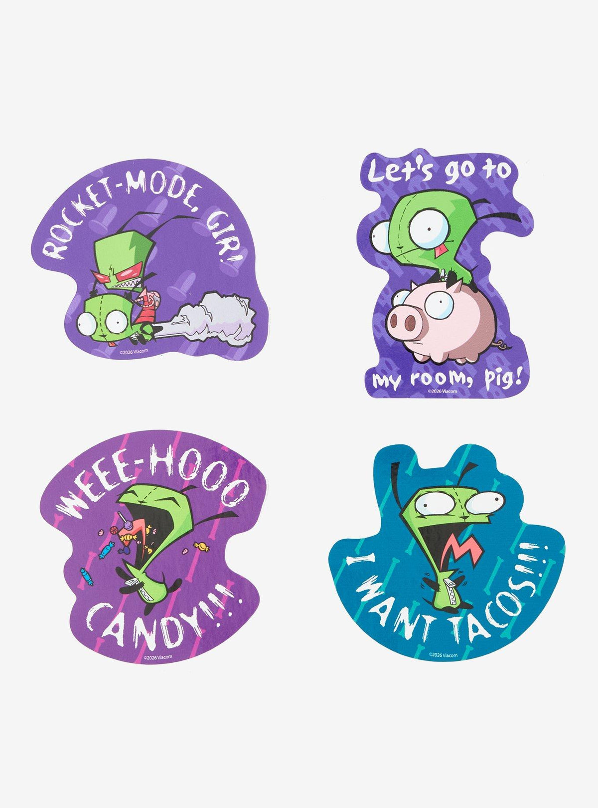 Pack de 4 stickers GIR de Invader Zim