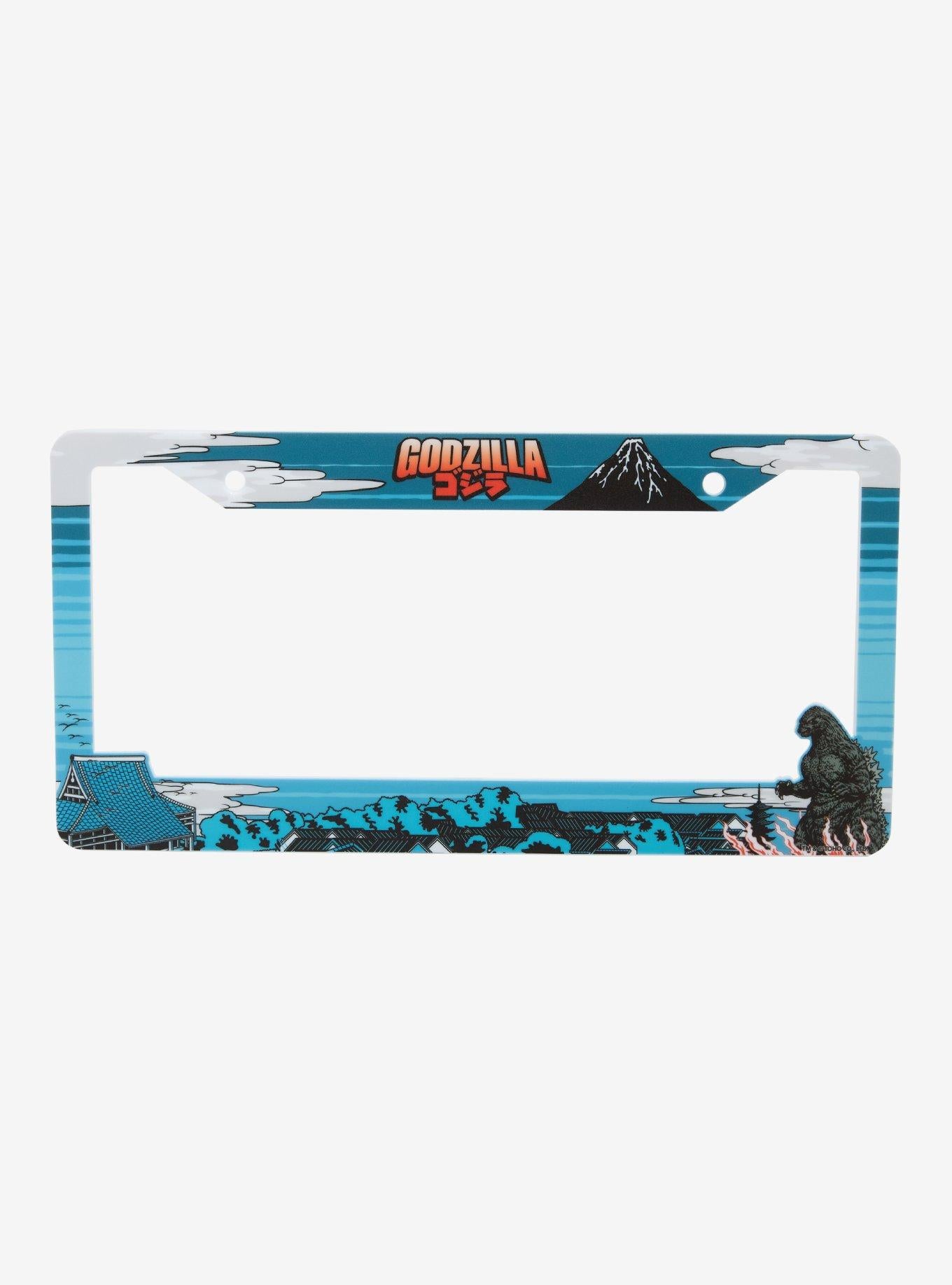Marco para patente de Godzilla con montañas