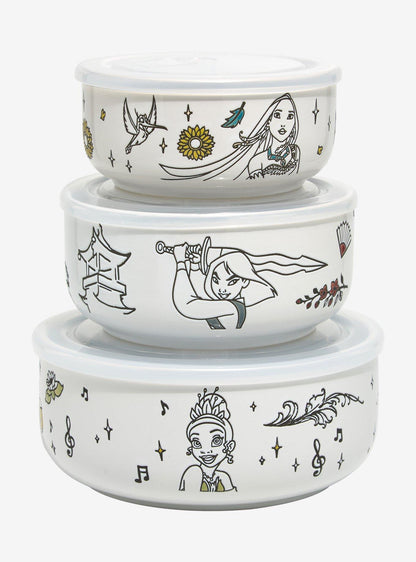 Set de 3 tazones Disney Princess con tapa