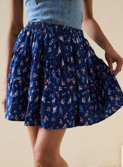Falda midi escalonada con estampado de Cinderella