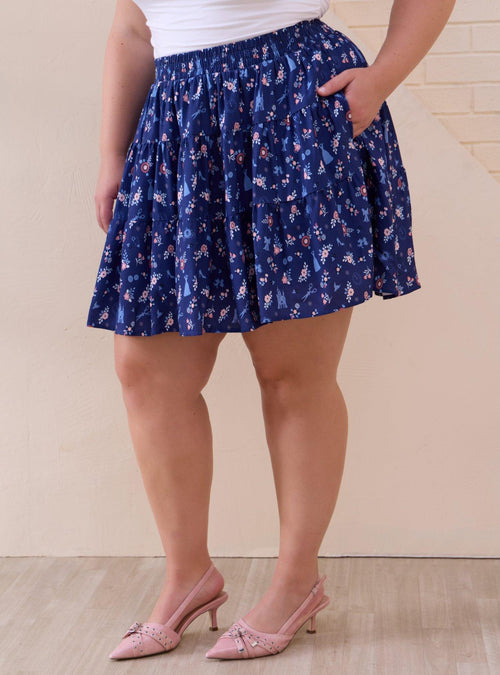 Falda midi escalonada plus size Disney Cinderella