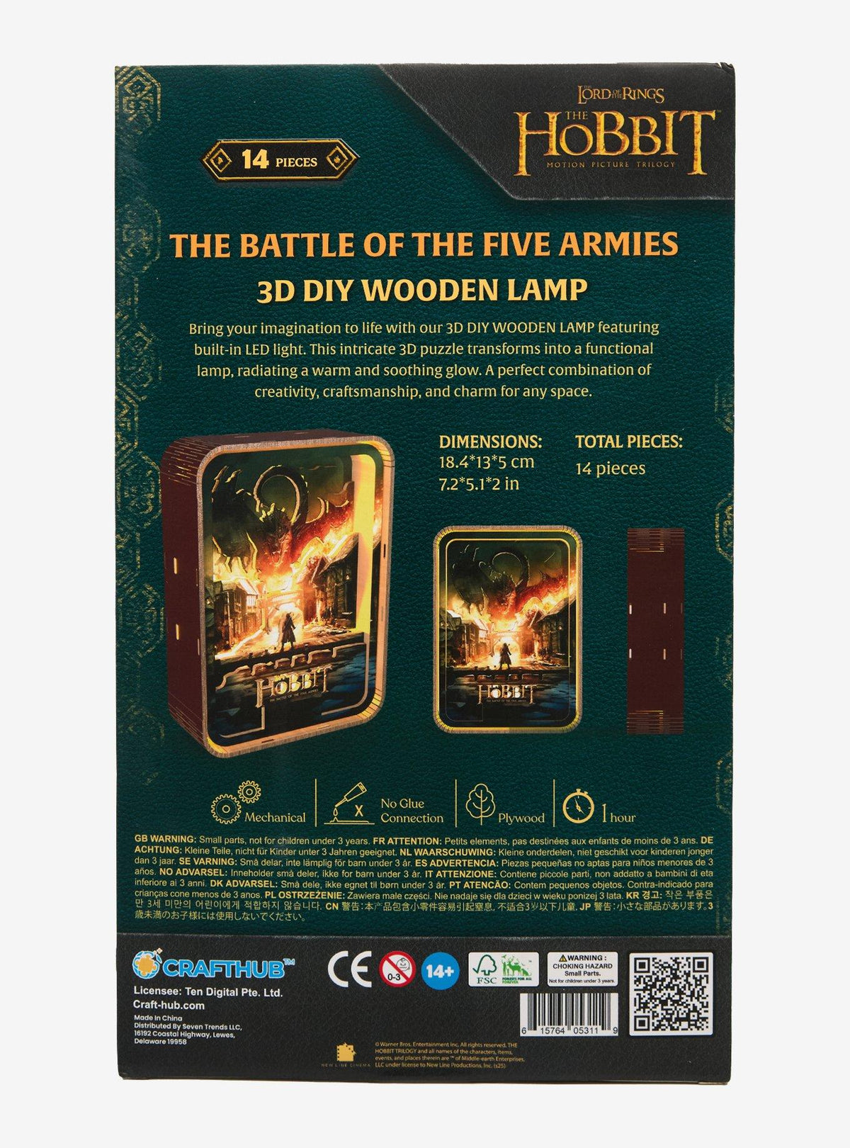 The Hobbit: Lámpara 3D de madera Batalla de los Cinco Ejércitos