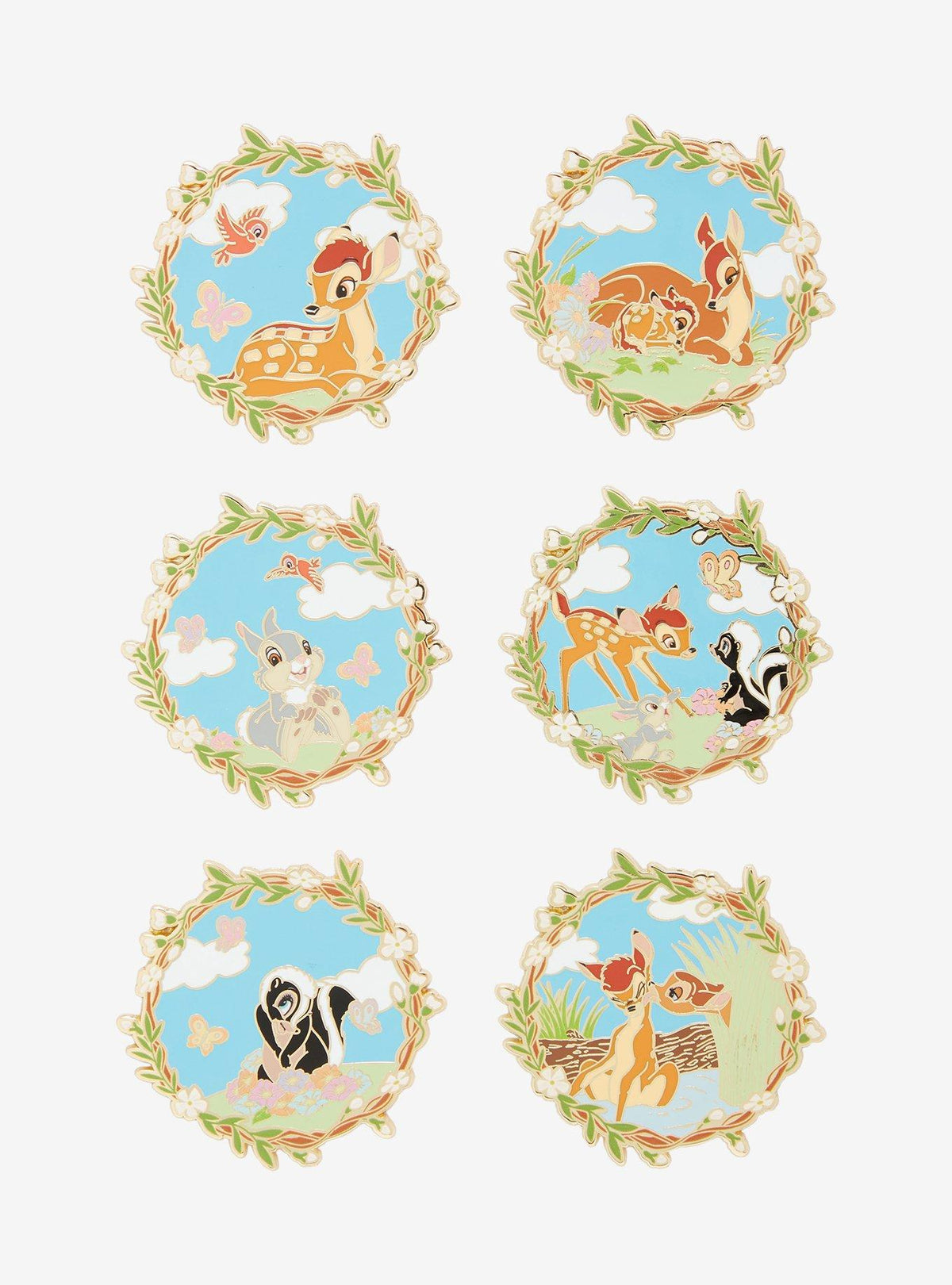 Pin esmaltado sorpresa de Bambi con marco floral