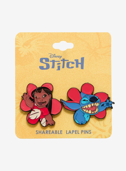 Set de pines esmaltados florales Lilo & Stitch