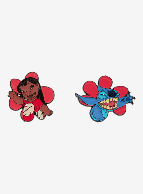 Set de pines esmaltados florales Lilo & Stitch