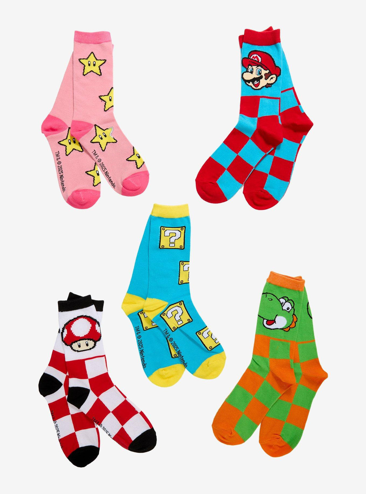 Calcetines de Super Mario Bros. a cuadros, 5 pares