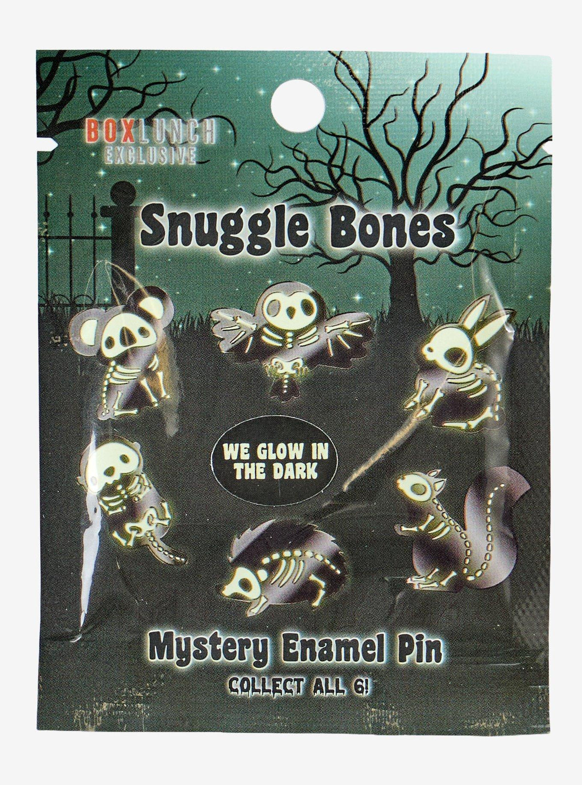 Pin esmaltado sorpresa Snuggle Bones que brilla en la oscuridad