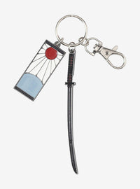 Llavero de Tanjiro con arete Hanafuda y espada