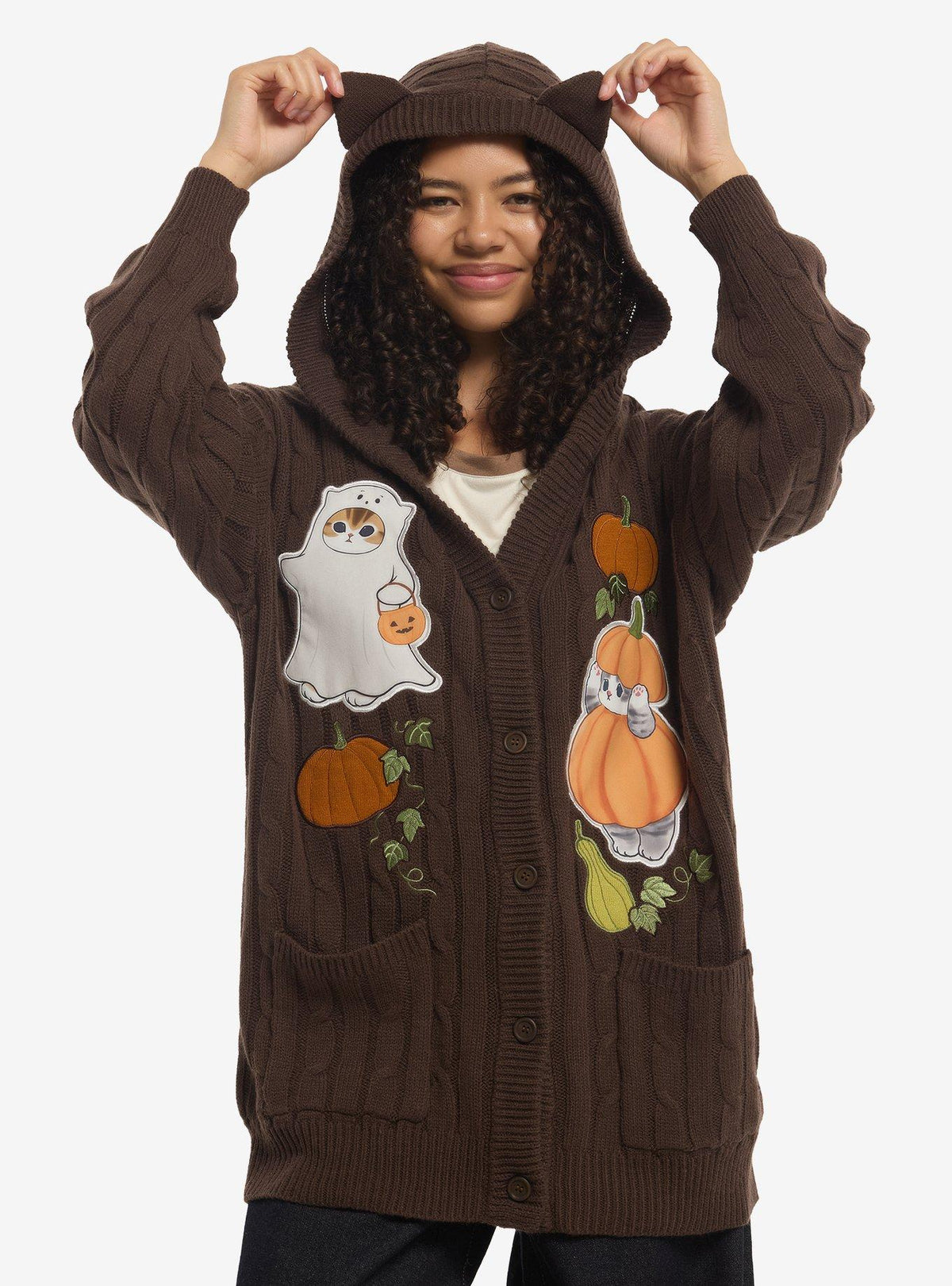 Chaleco Mofusand tejido trenzado de Halloween