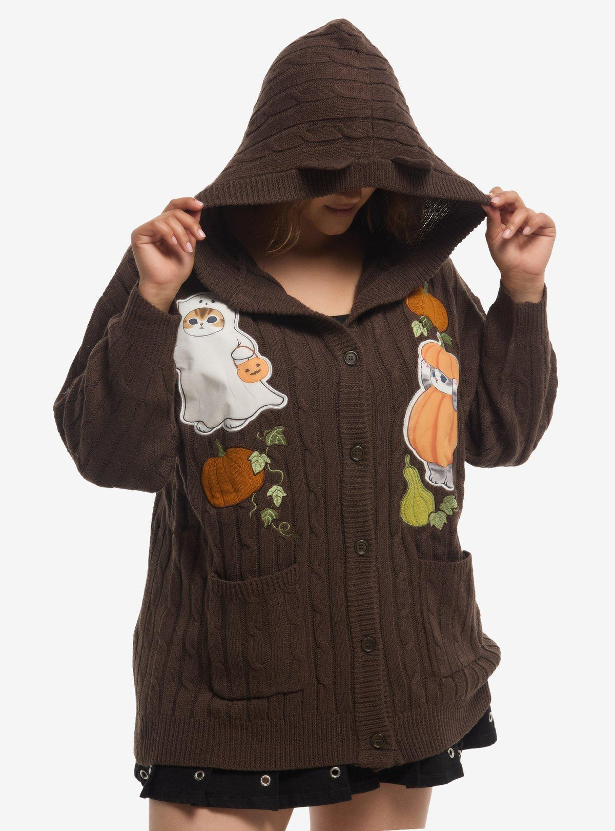 Chaleco tejido Mofusand de Halloween para niñas, tallas grandes