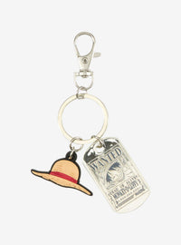 Llavero One Piece: sombrero de Luffy y cartel de búsqueda