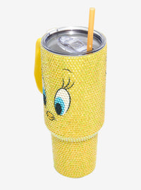 Vaso con bombilla y asa de Tweety Bird con strass