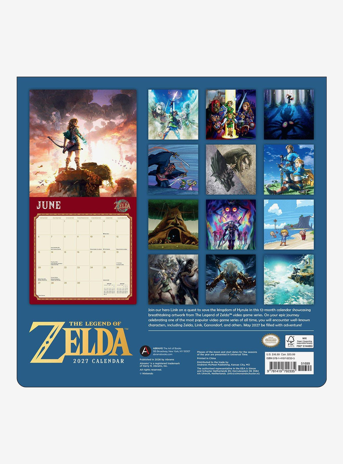 Calendario de pared 2027 The Legend of Zelda