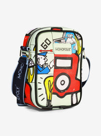 Cartera cruzada Monopoly con íconos del juego
