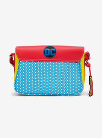 Cartera cruzada Wonder Woman con logo y diseño de corsé
