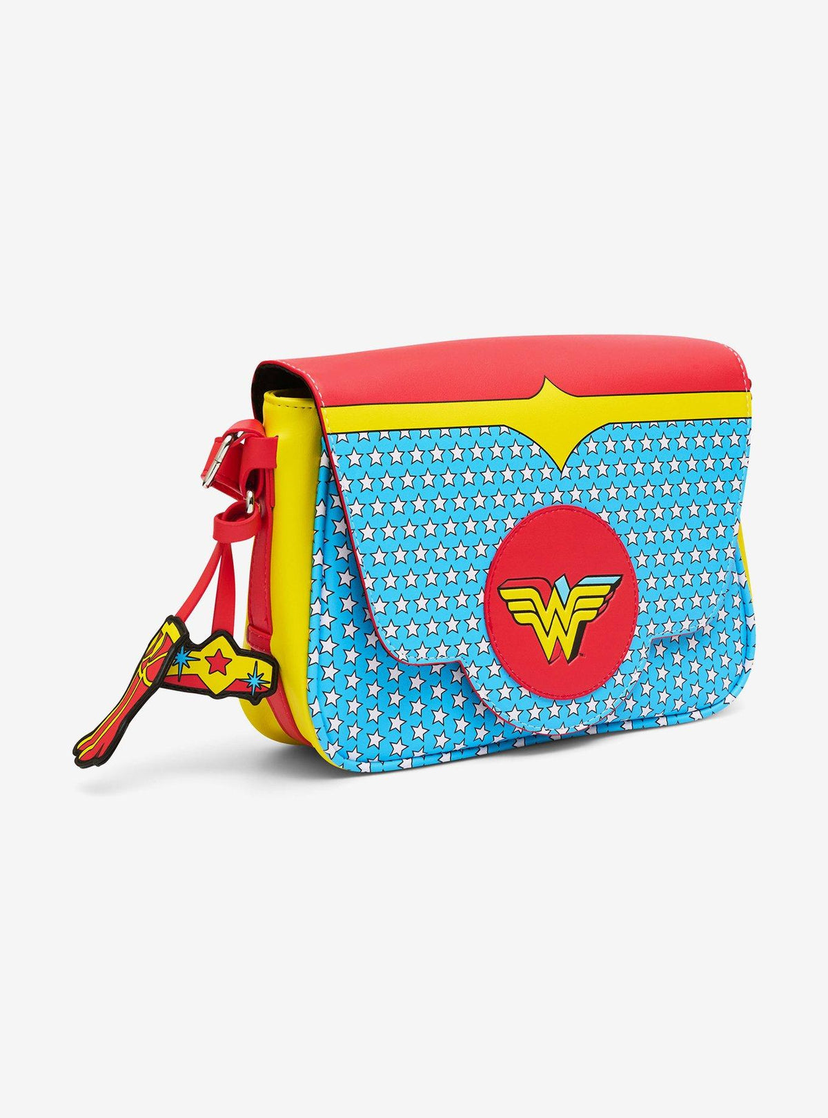 Cartera cruzada Wonder Woman con logo y diseño de corsé