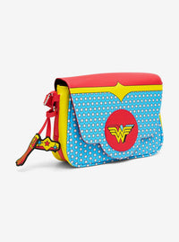 Cartera cruzada Wonder Woman con logo y diseño de corsé
