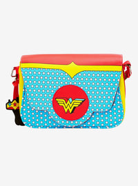 Cartera cruzada Wonder Woman con logo y diseño de corsé