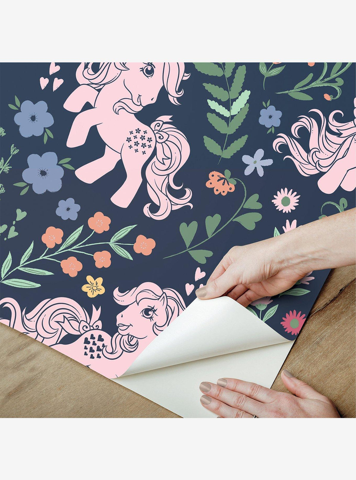 Papel mural adhesivo My Little Pony floral retro azul