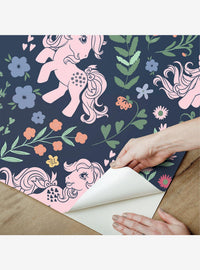 Papel mural adhesivo My Little Pony floral retro azul