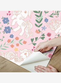Papel mural adhesivo My Little Pony Retro Floral rosado