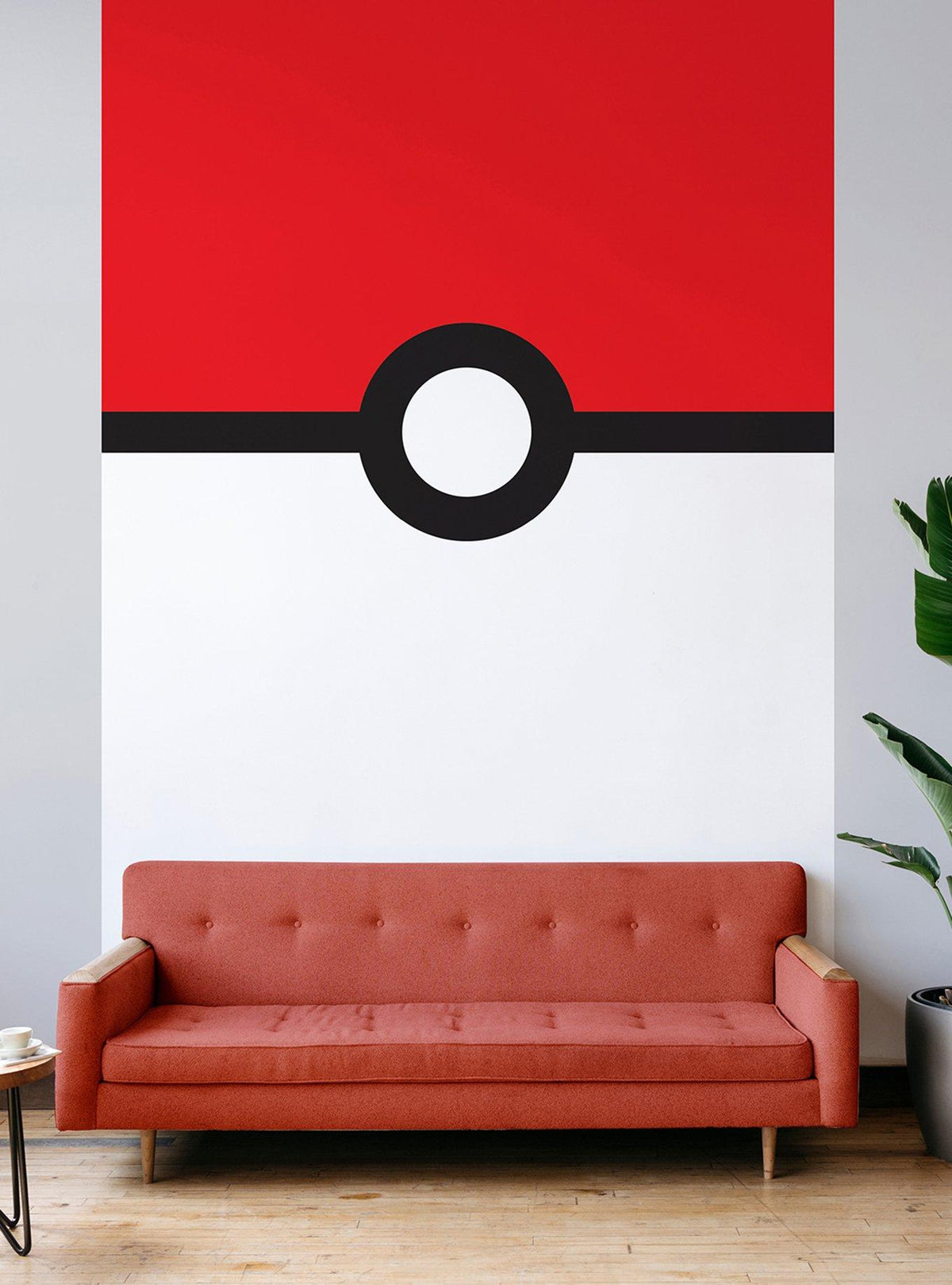 Mural adhesivo Pokémon Poké Ball rojo y blanco