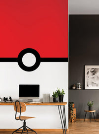 Mural adhesivo Pokémon Poké Ball rojo y blanco