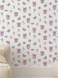 Papel mural autoadhesivo rosado Disney Stitch y Angel