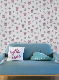 Papel mural autoadhesivo rosado Disney Stitch y Angel