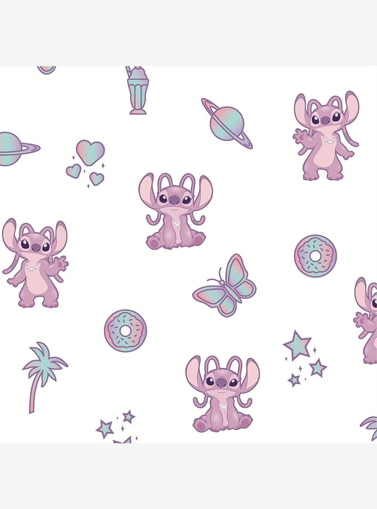 Papel mural autoadhesivo rosado Disney Stitch y Angel