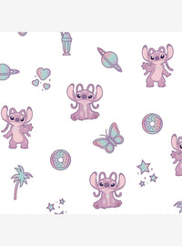 Papel mural autoadhesivo rosado Disney Stitch y Angel