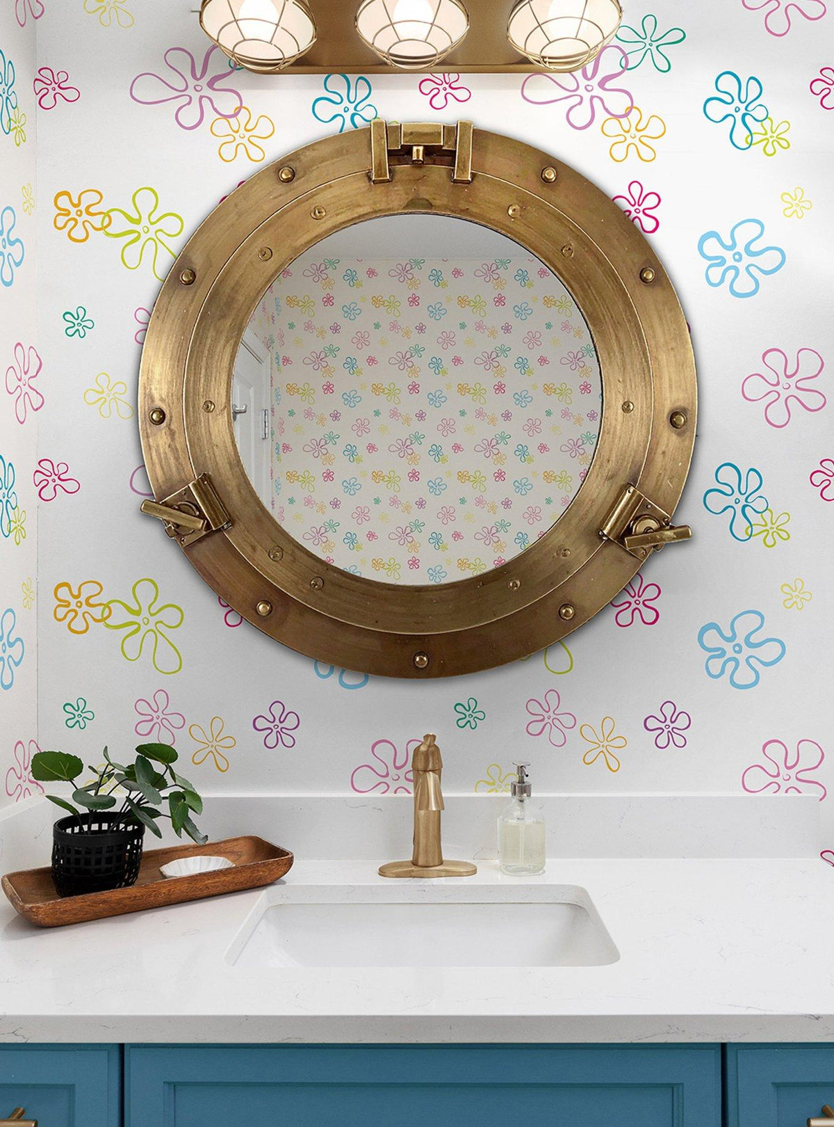 Papel mural floral blanco de SpongeBob SquarePants · Space Store